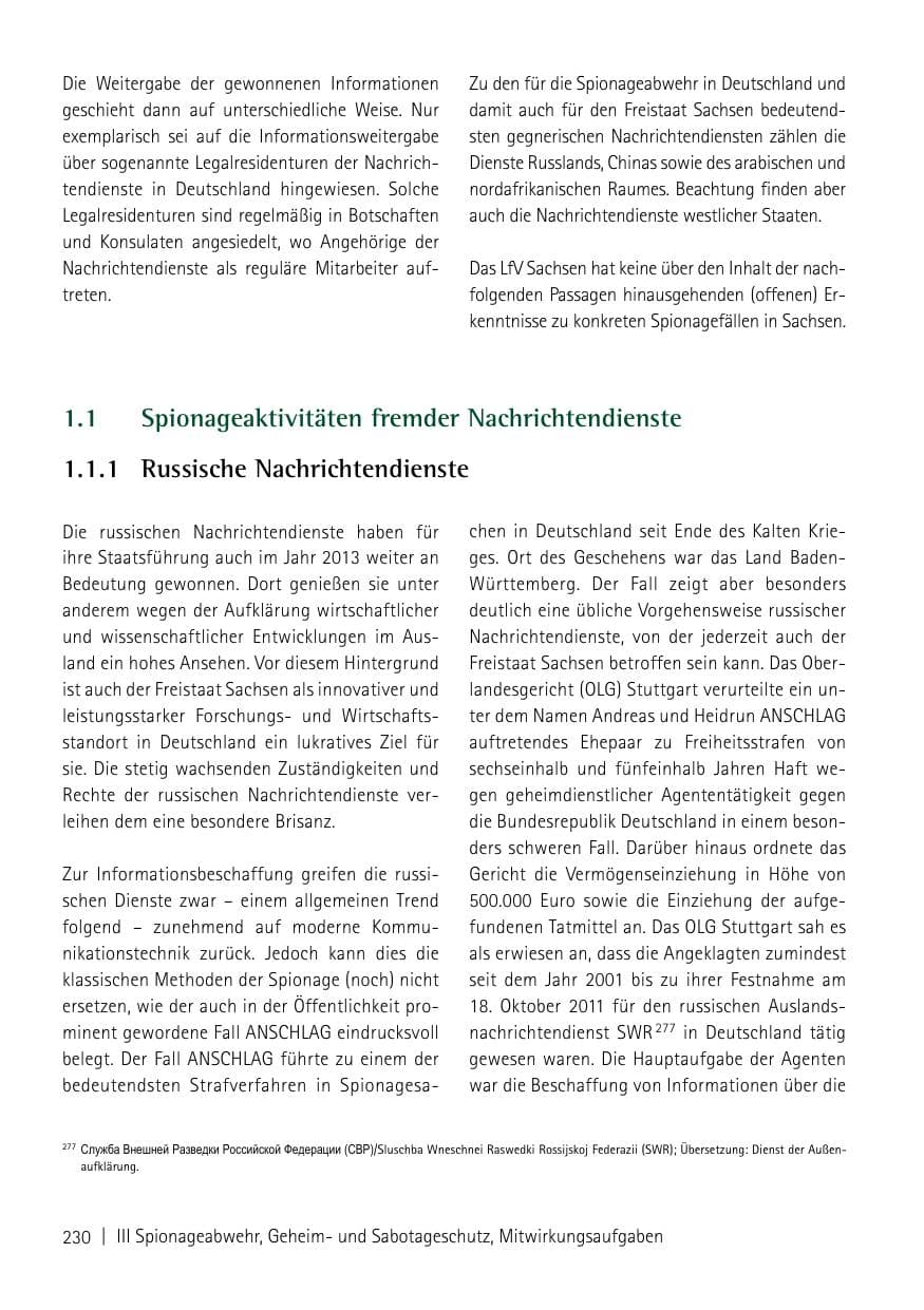 Seite 232 des Verfassungsschutzbericht 2013 Sachsen
