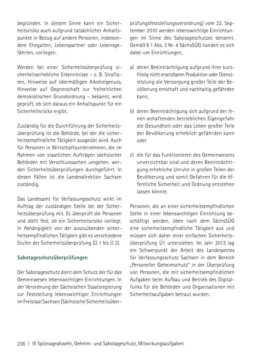 Seite 238 des Verfassungsschutzbericht 2013 Sachsen