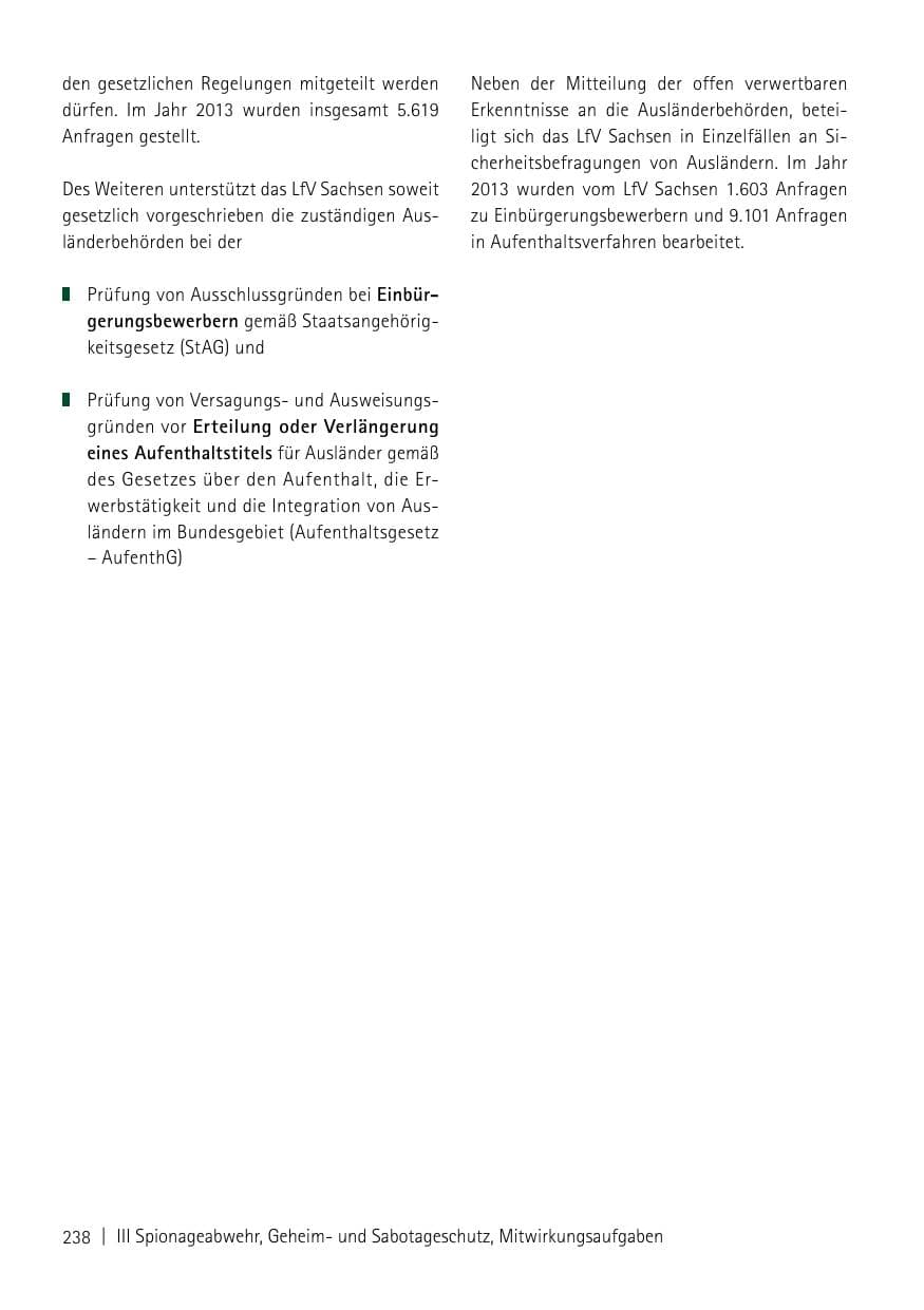 Seite 240 des Verfassungsschutzbericht 2013 Sachsen