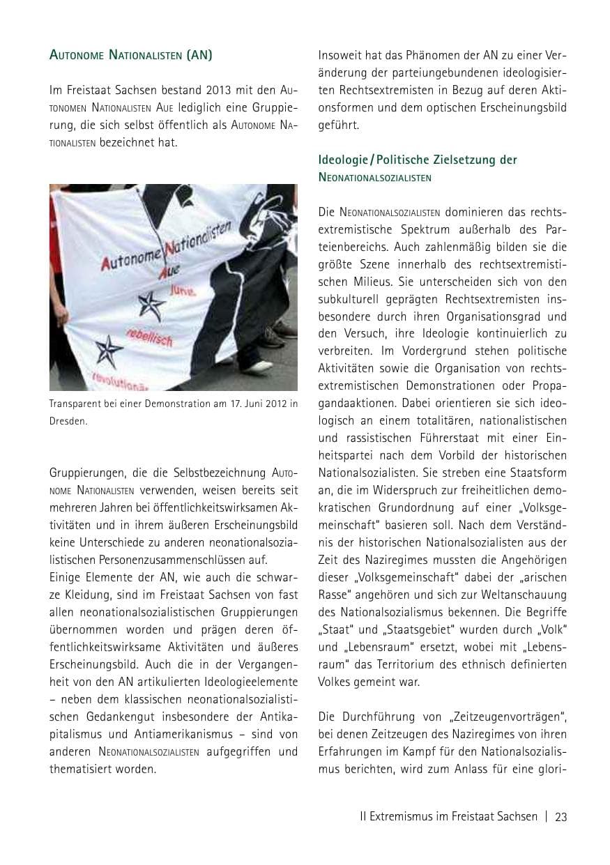 Seite 25 des Verfassungsschutzbericht 2013 Sachsen