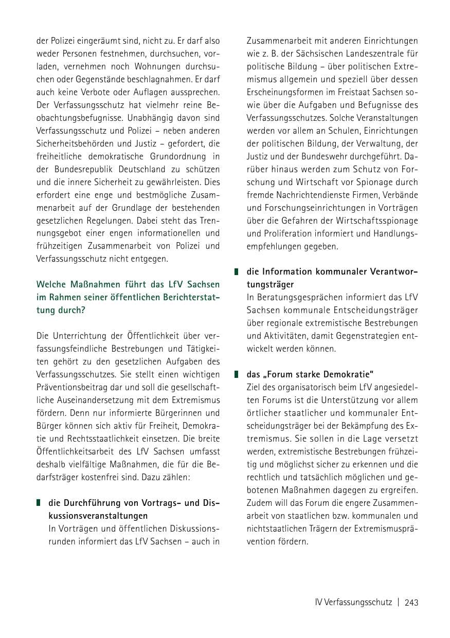 Seite 245 des Verfassungsschutzbericht 2013 Sachsen