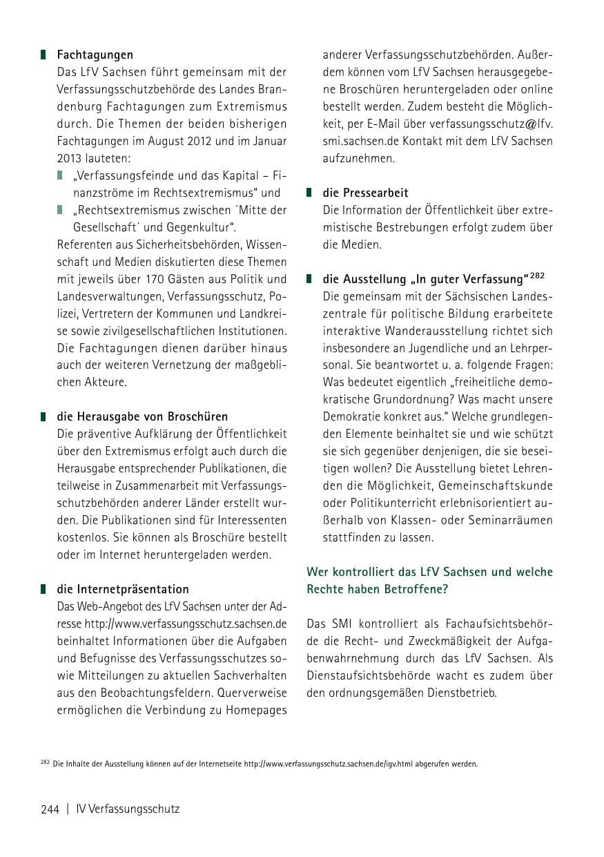 Seite 246 des Verfassungsschutzbericht 2013 Sachsen