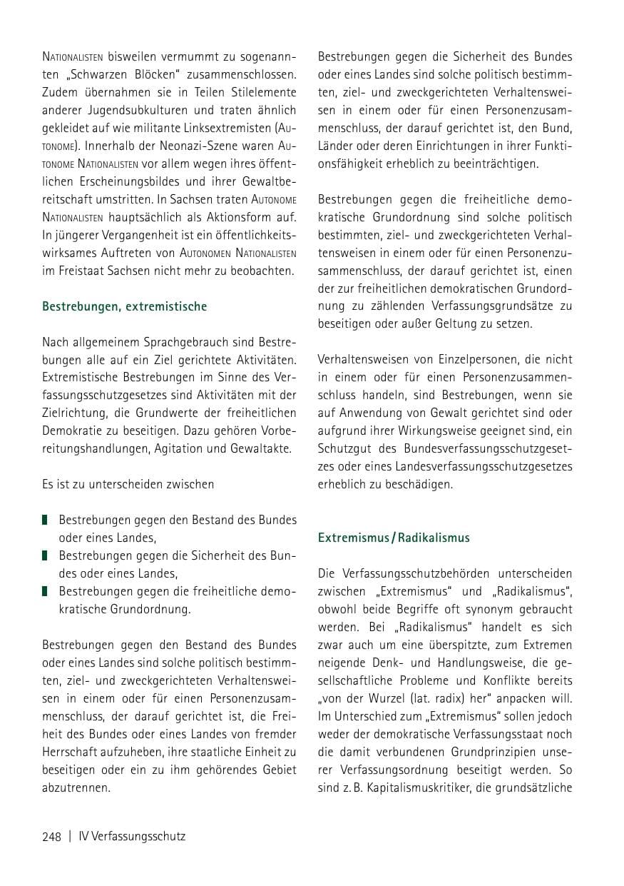 Seite 250 des Verfassungsschutzbericht 2013 Sachsen