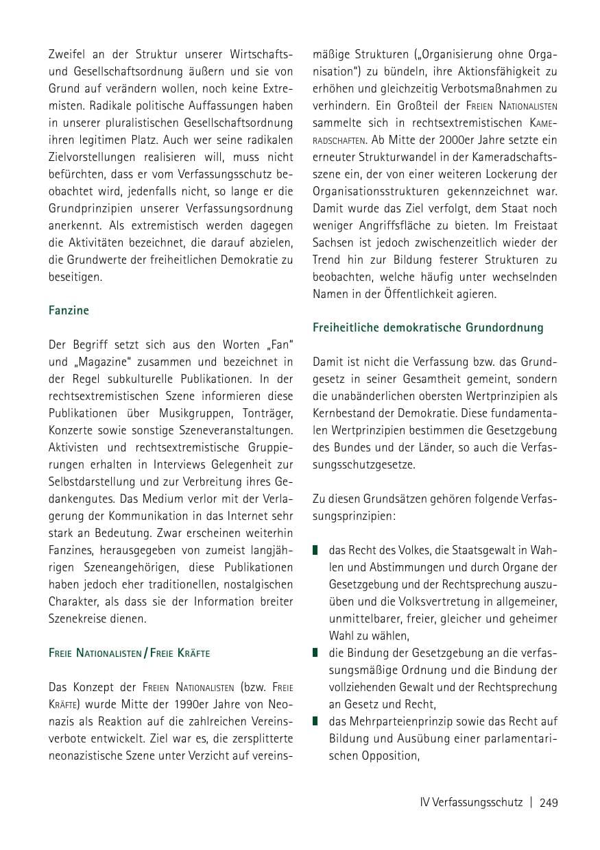 Seite 251 des Verfassungsschutzbericht 2013 Sachsen