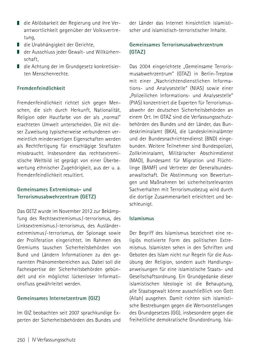 Seite 252 des Verfassungsschutzbericht 2013 Sachsen