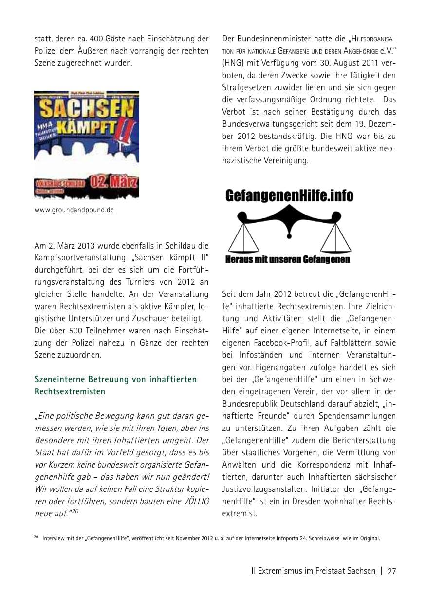 Seite 29 des Verfassungsschutzbericht 2013 Sachsen