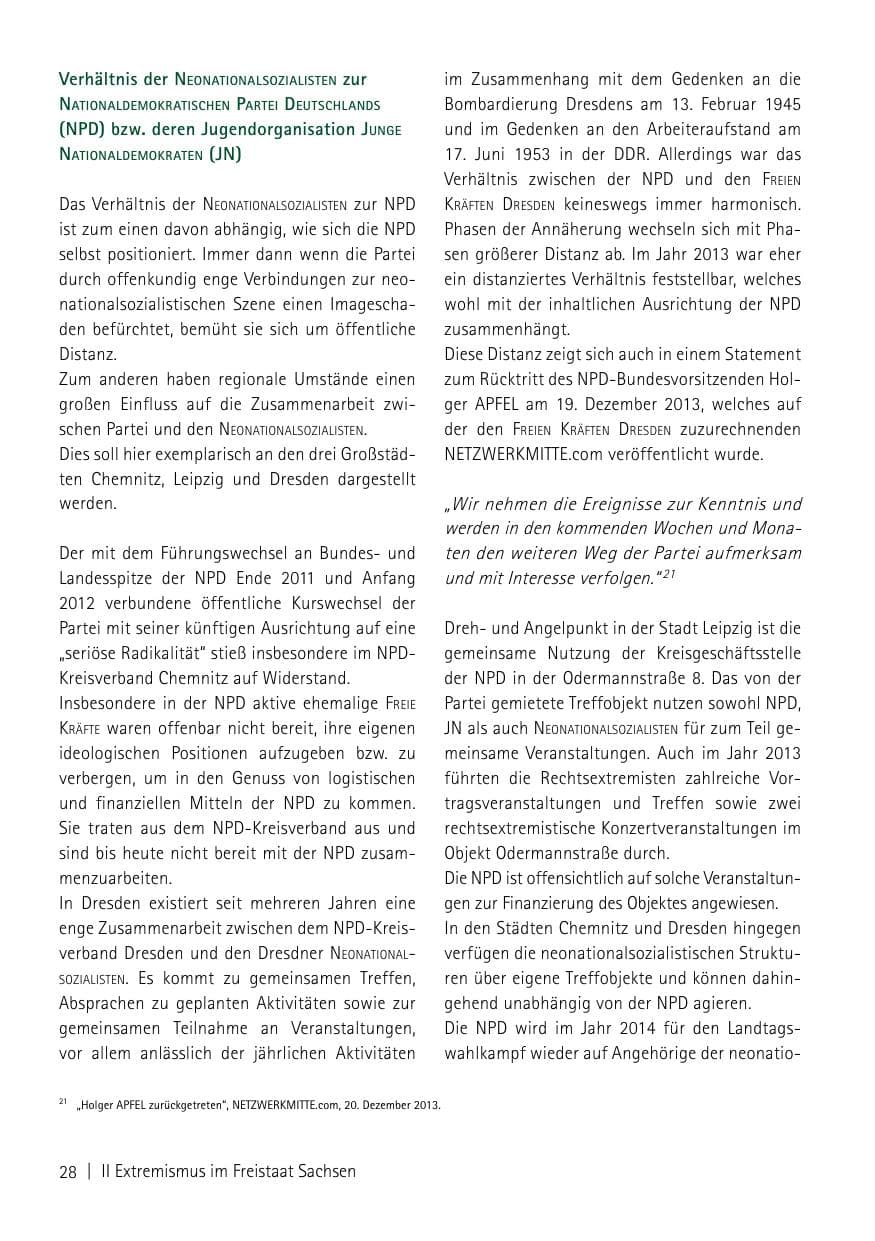 Seite 30 des Verfassungsschutzbericht 2013 Sachsen