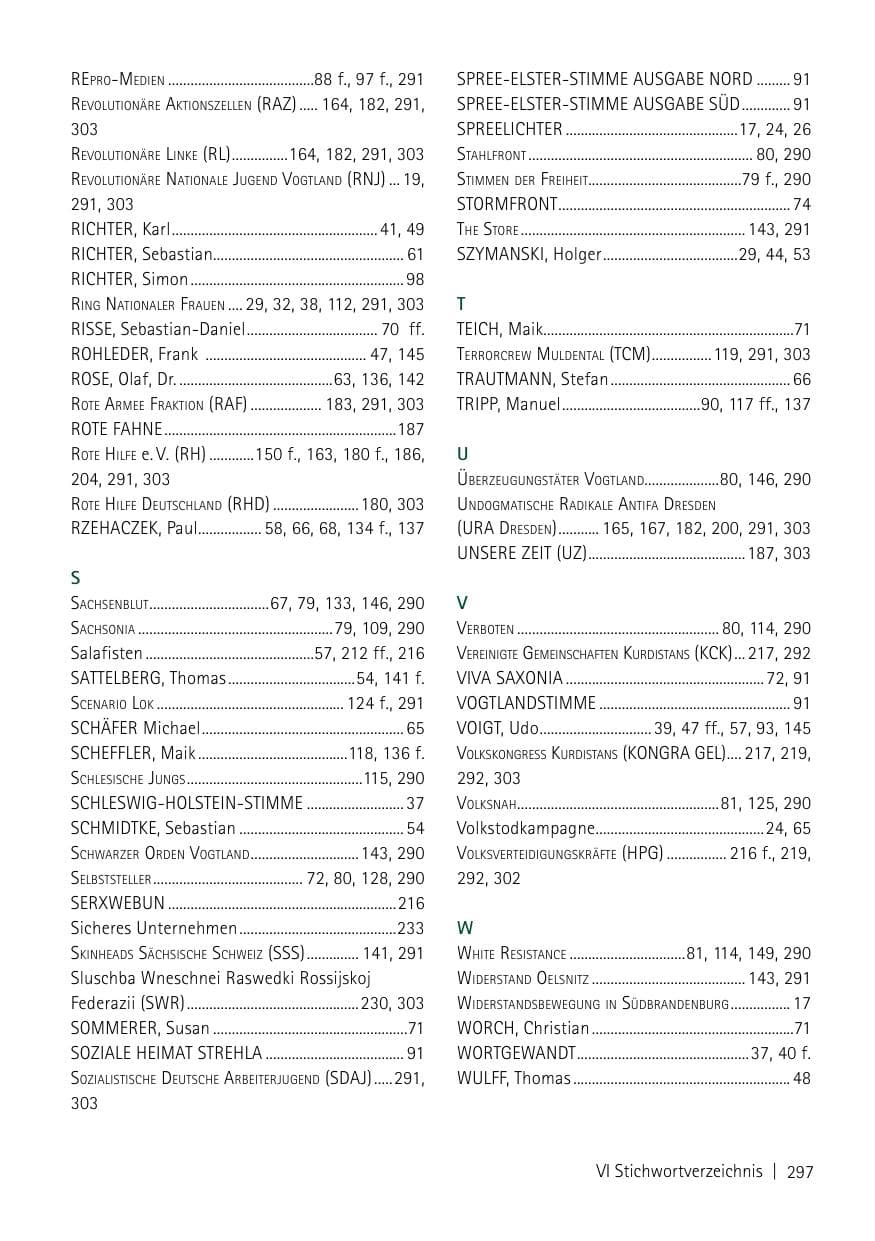 Seite 299 des Verfassungsschutzbericht 2013 Sachsen