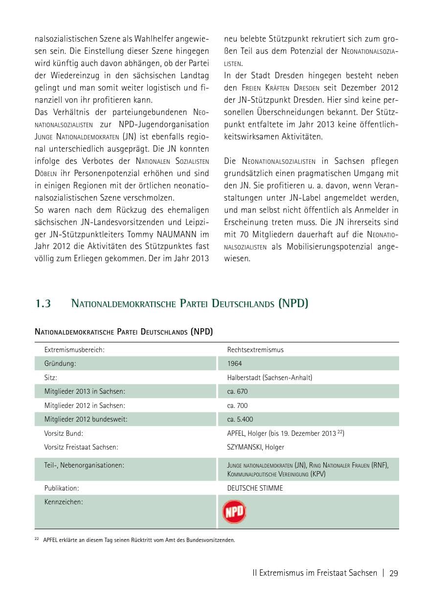Seite 31 des Verfassungsschutzbericht 2013 Sachsen