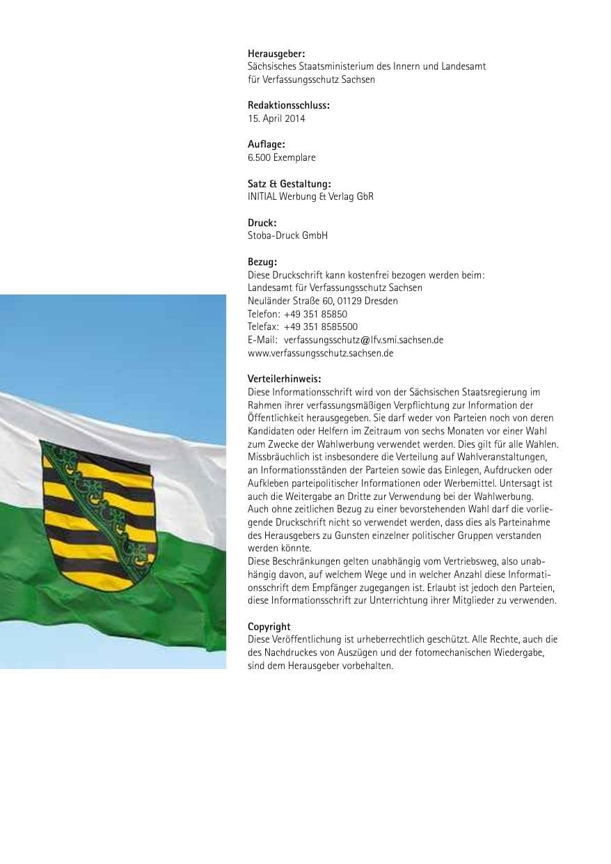 Seite 308 des Verfassungsschutzbericht 2013 Sachsen