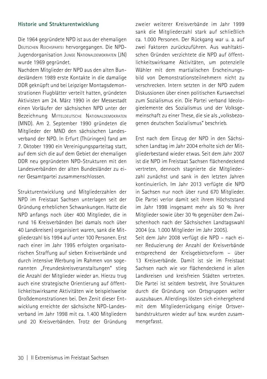 Seite 32 des Verfassungsschutzbericht 2013 Sachsen