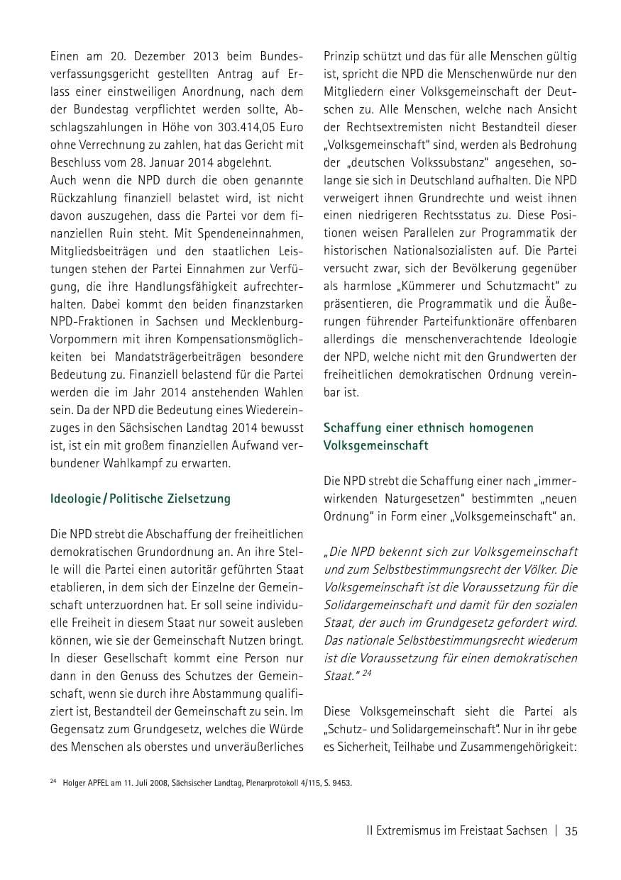 Seite 37 des Verfassungsschutzbericht 2013 Sachsen