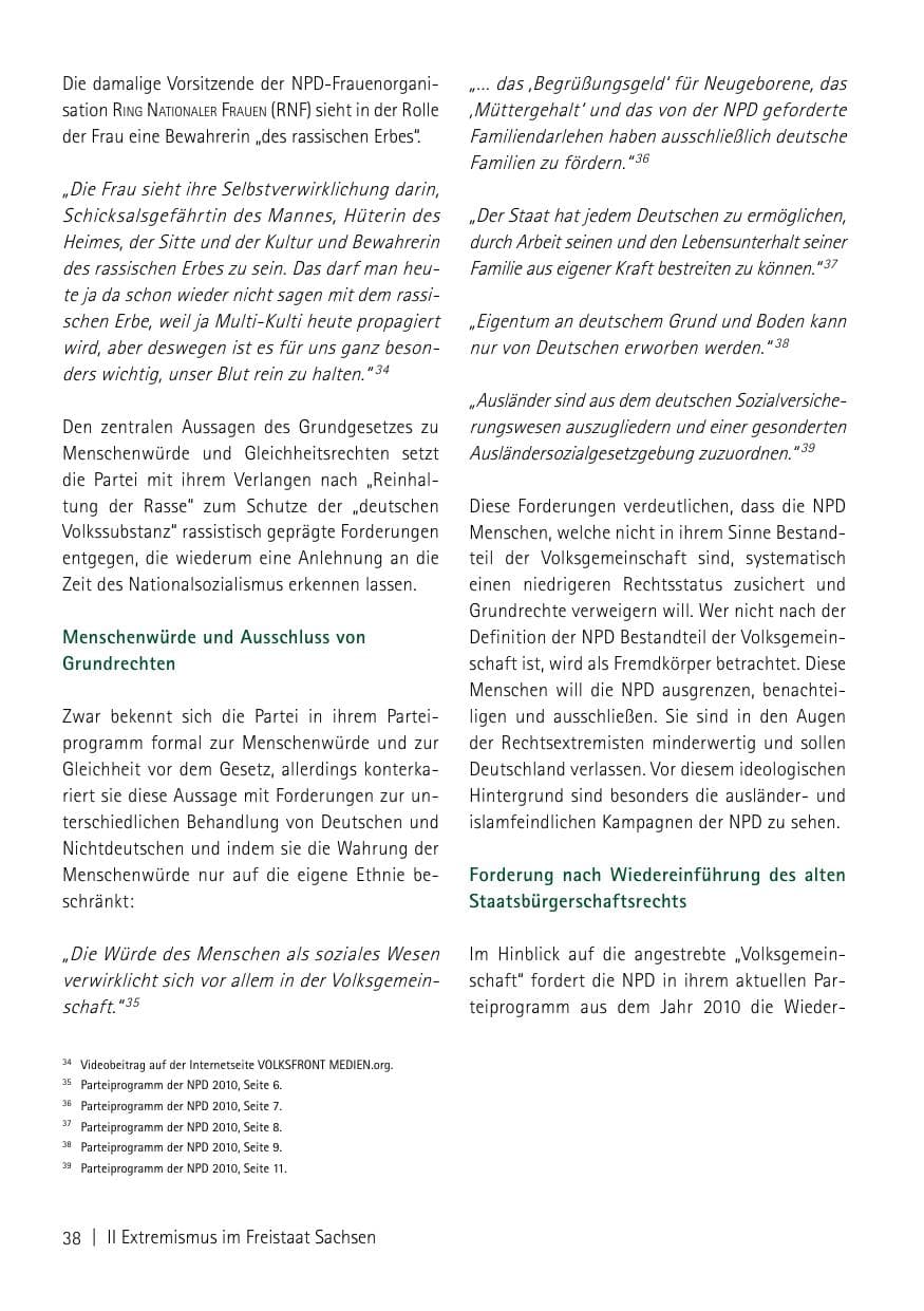 Seite 40 des Verfassungsschutzbericht 2013 Sachsen