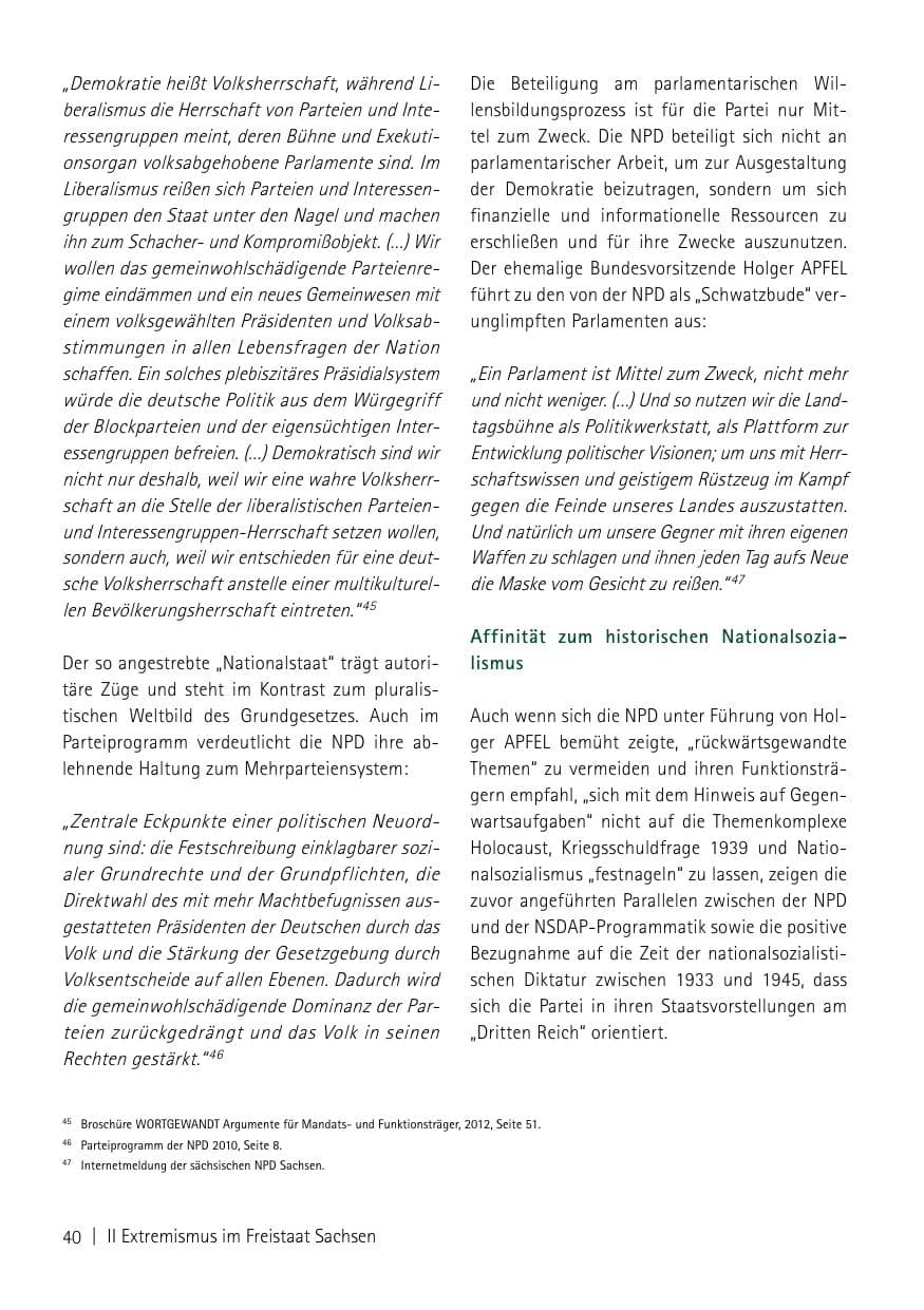 Seite 42 des Verfassungsschutzbericht 2013 Sachsen