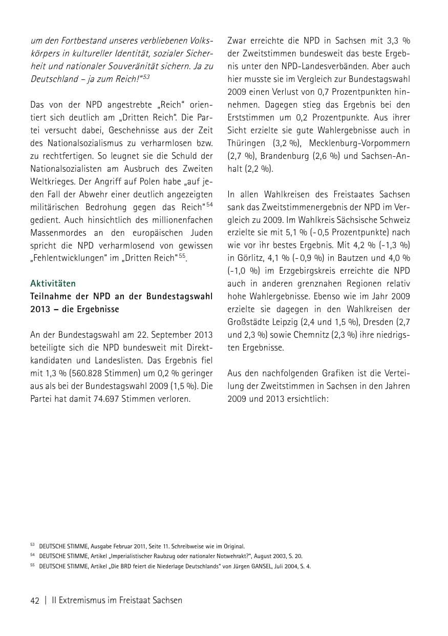 Seite 44 des Verfassungsschutzbericht 2013 Sachsen