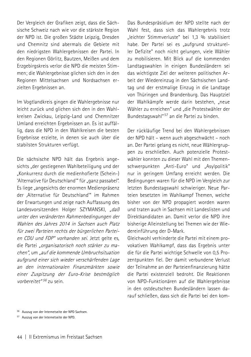 Seite 46 des Verfassungsschutzbericht 2013 Sachsen