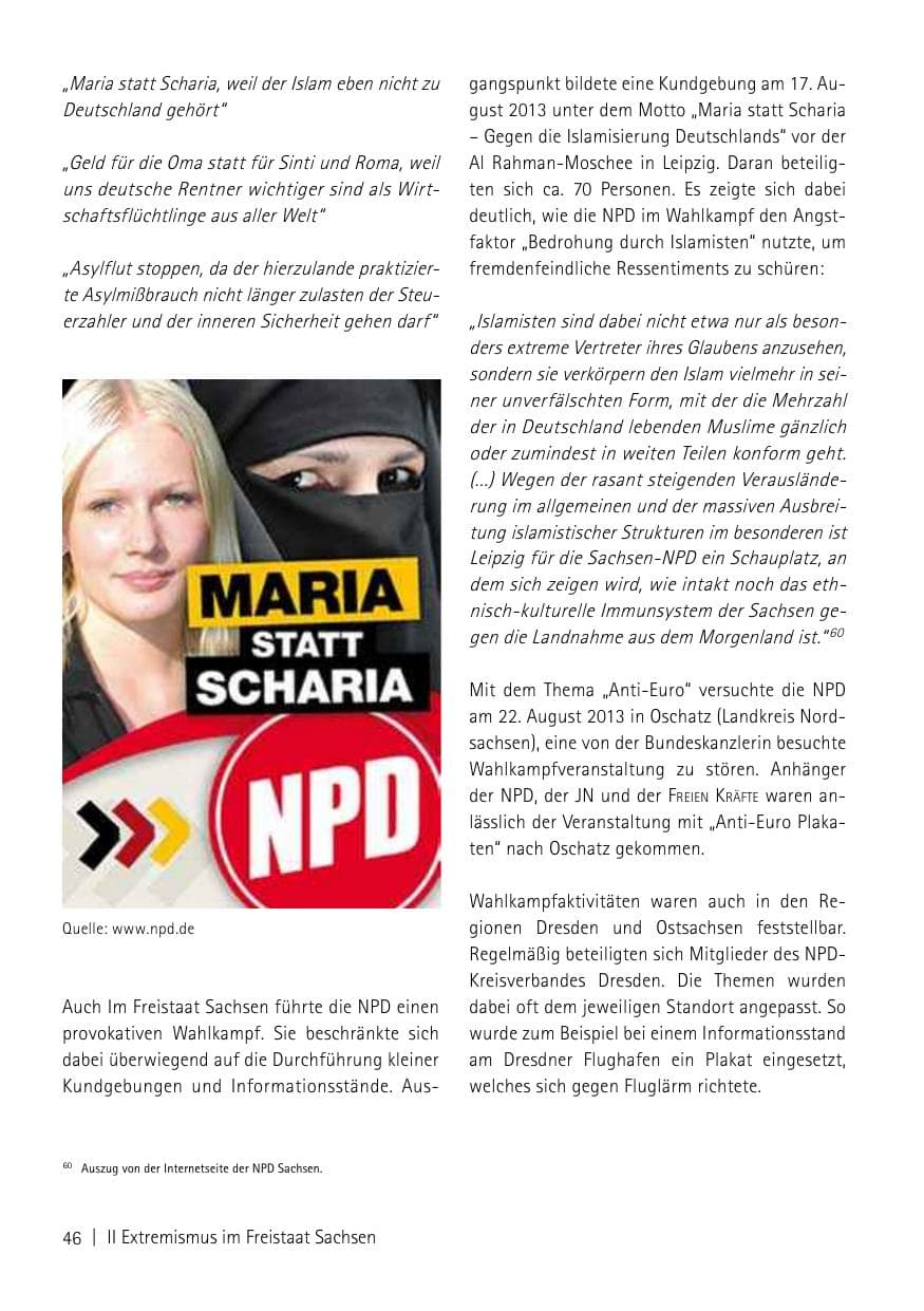 Seite 48 des Verfassungsschutzbericht 2013 Sachsen