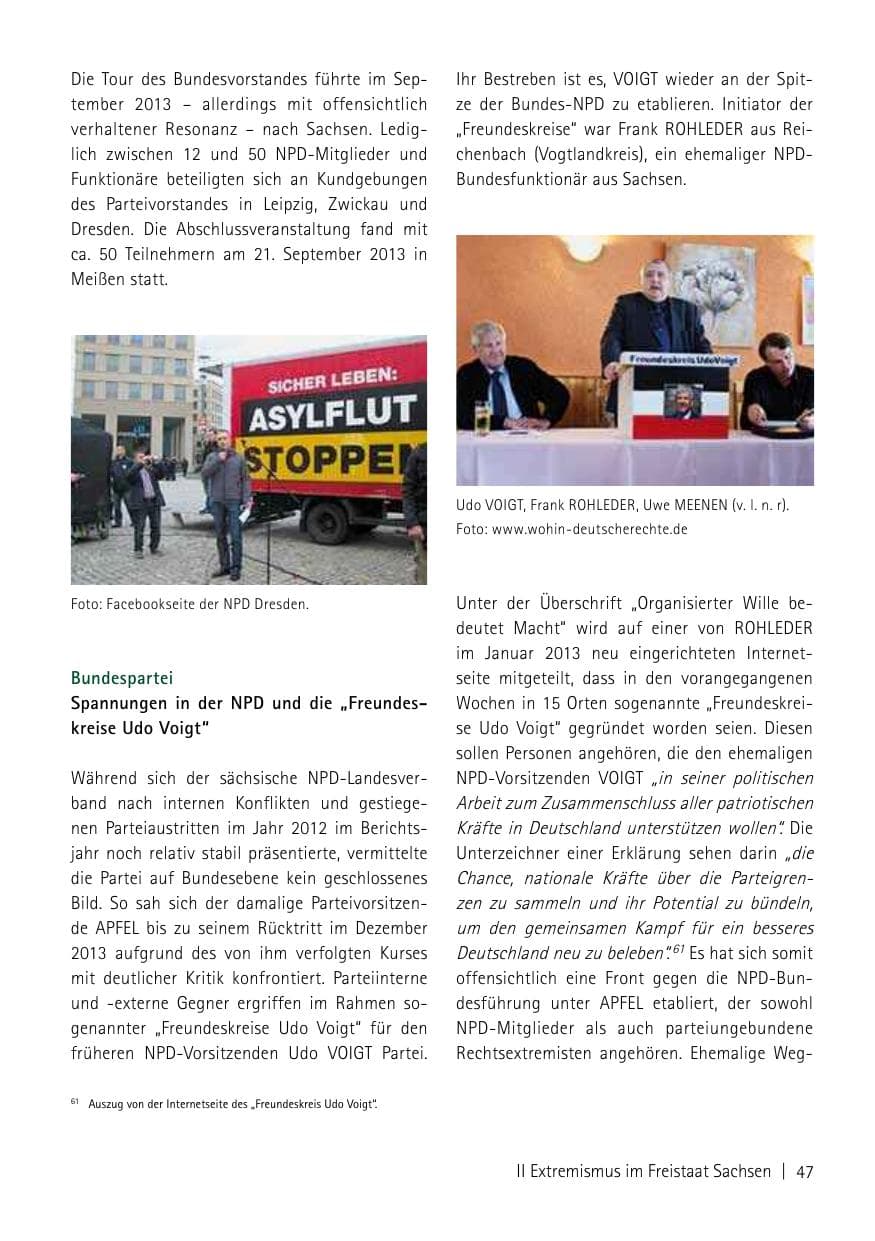 Seite 49 des Verfassungsschutzbericht 2013 Sachsen