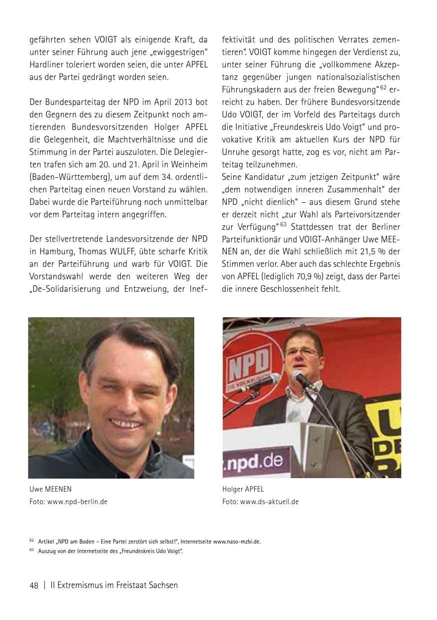 Seite 50 des Verfassungsschutzbericht 2013 Sachsen