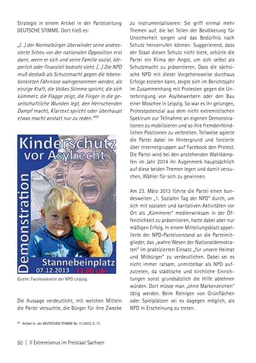 Seite 52 des Verfassungsschutzbericht 2013 Sachsen