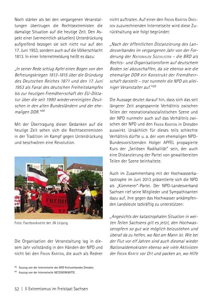 Seite 54 des Verfassungsschutzbericht 2013 Sachsen