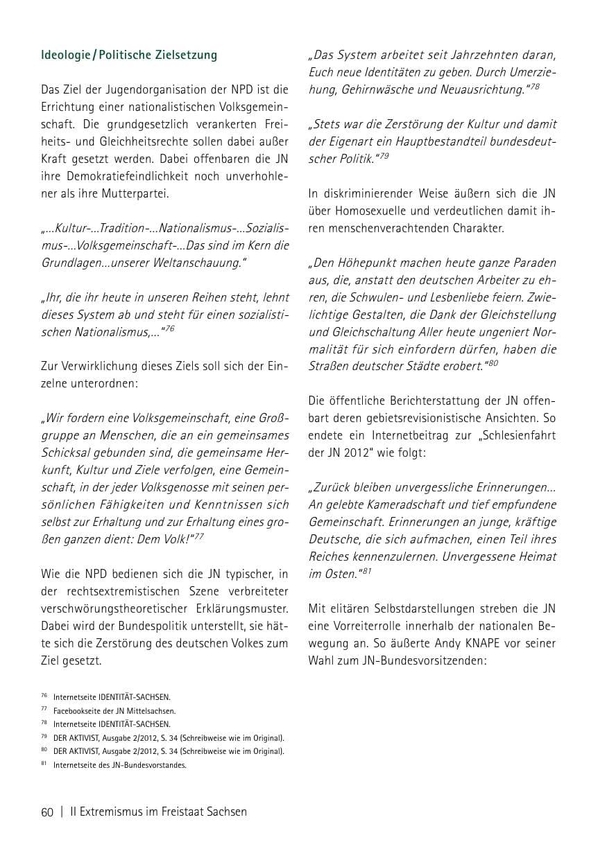 Seite 62 des Verfassungsschutzbericht 2013 Sachsen