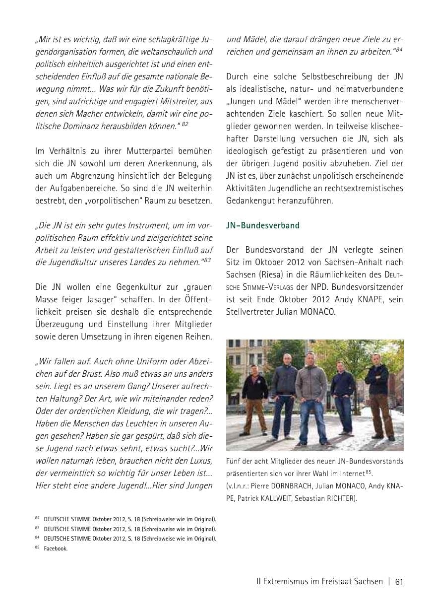 Seite 63 des Verfassungsschutzbericht 2013 Sachsen