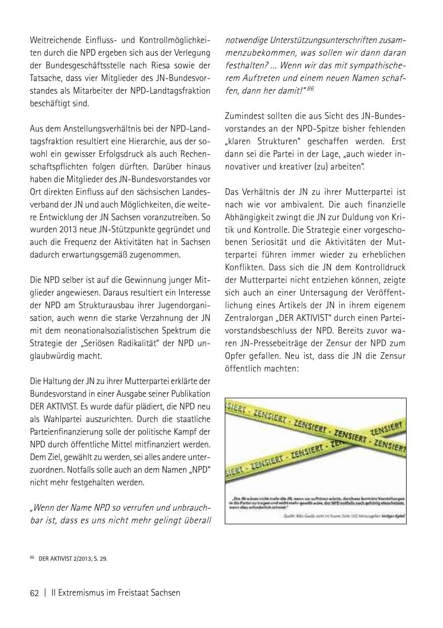 Seite 64 des Verfassungsschutzbericht 2013 Sachsen