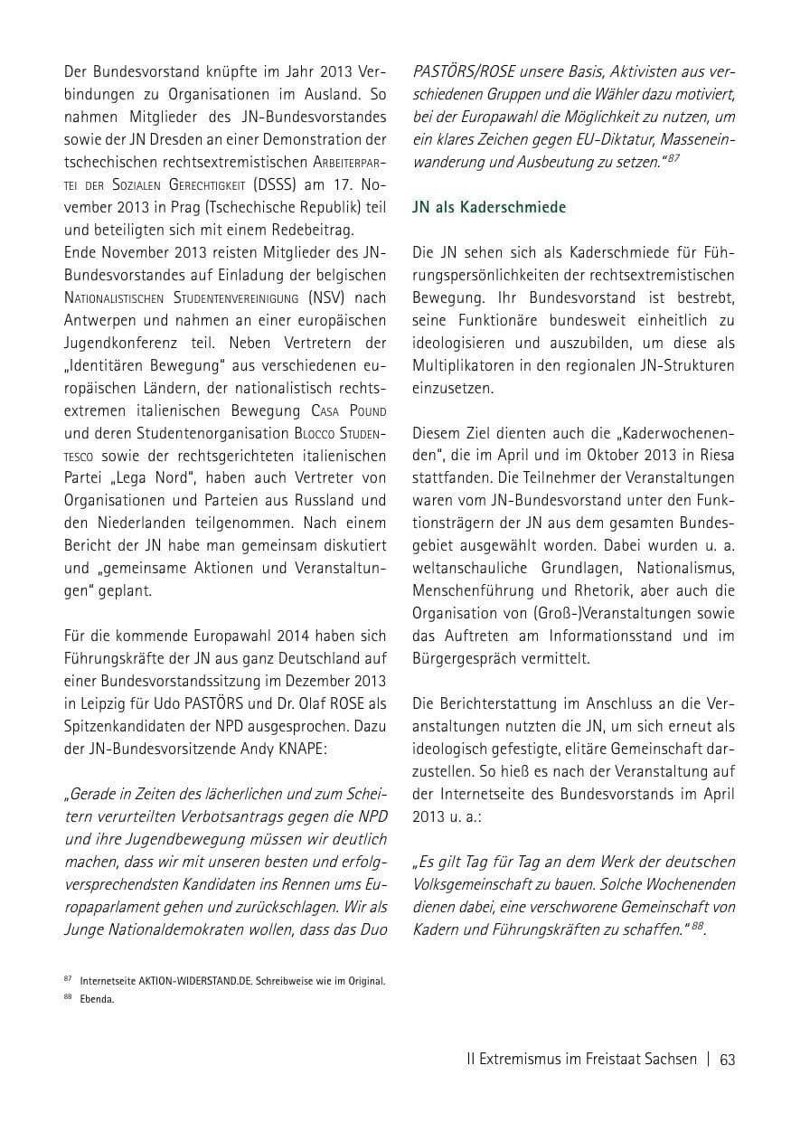 Seite 65 des Verfassungsschutzbericht 2013 Sachsen