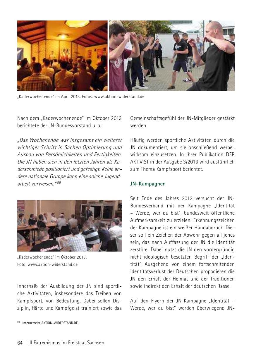 Seite 66 des Verfassungsschutzbericht 2013 Sachsen