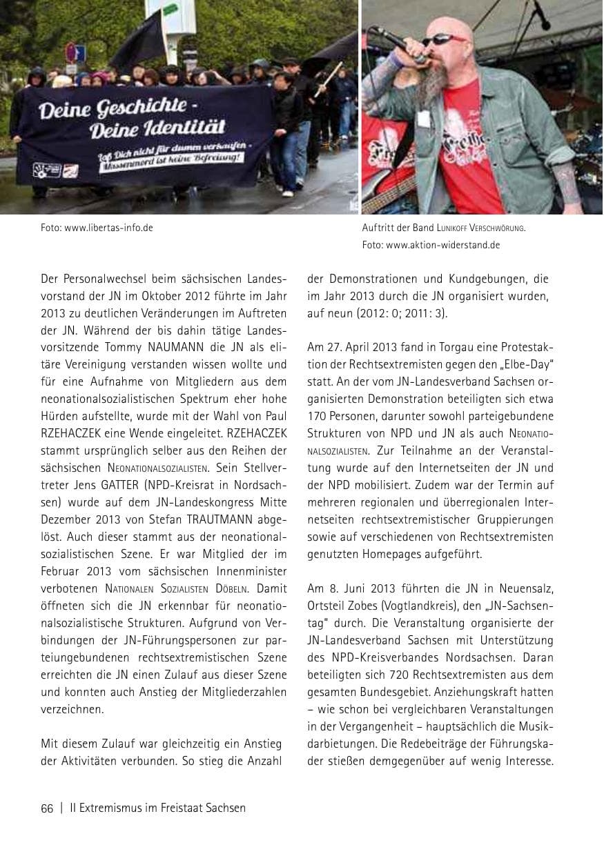 Seite 68 des Verfassungsschutzbericht 2013 Sachsen
