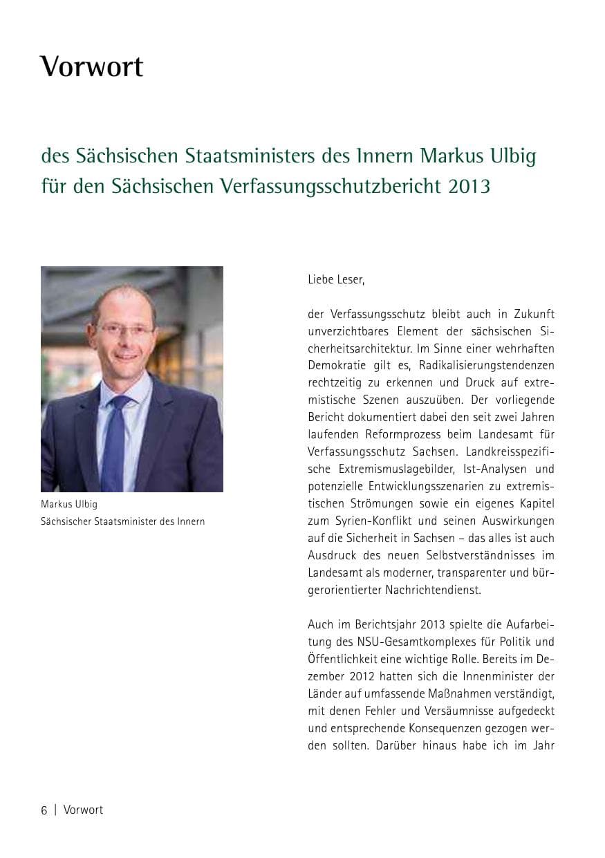 Seite 8 des Verfassungsschutzbericht 2013 Sachsen