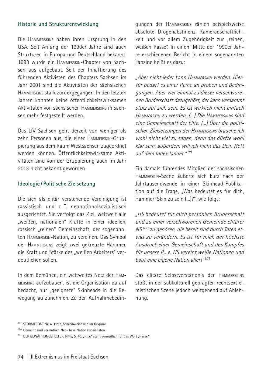 Seite 76 des Verfassungsschutzbericht 2013 Sachsen