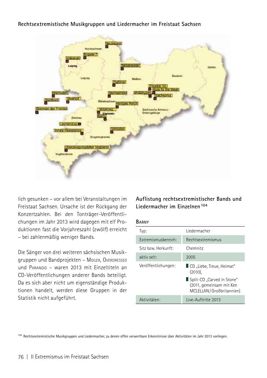 Seite 78 des Verfassungsschutzbericht 2013 Sachsen