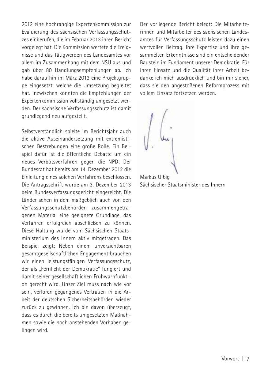 Seite 9 des Verfassungsschutzbericht 2013 Sachsen