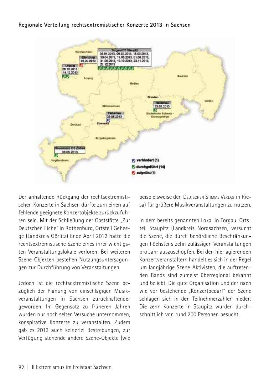 Seite 84 des Verfassungsschutzbericht 2013 Sachsen