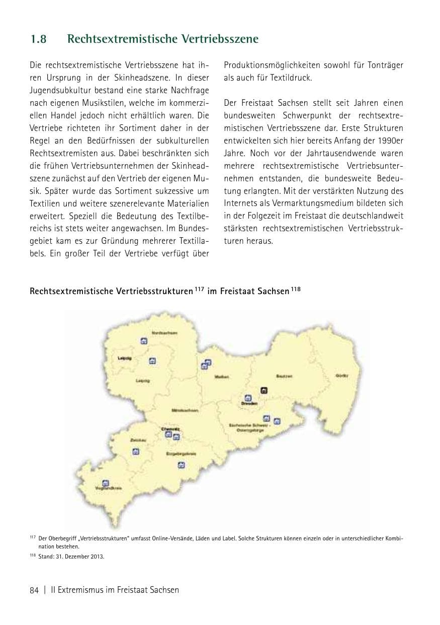 Seite 86 des Verfassungsschutzbericht 2013 Sachsen