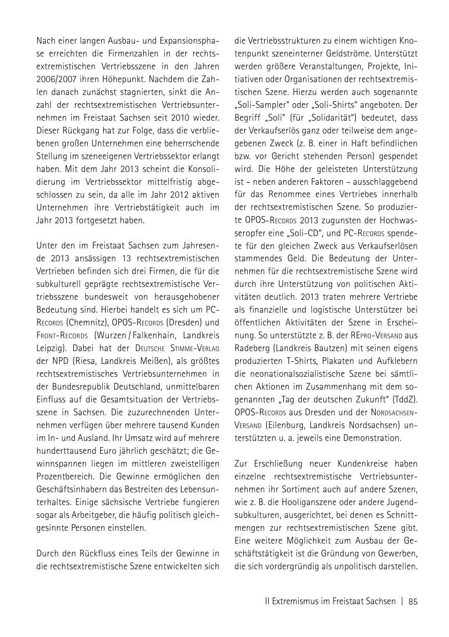 Seite 87 des Verfassungsschutzbericht 2013 Sachsen