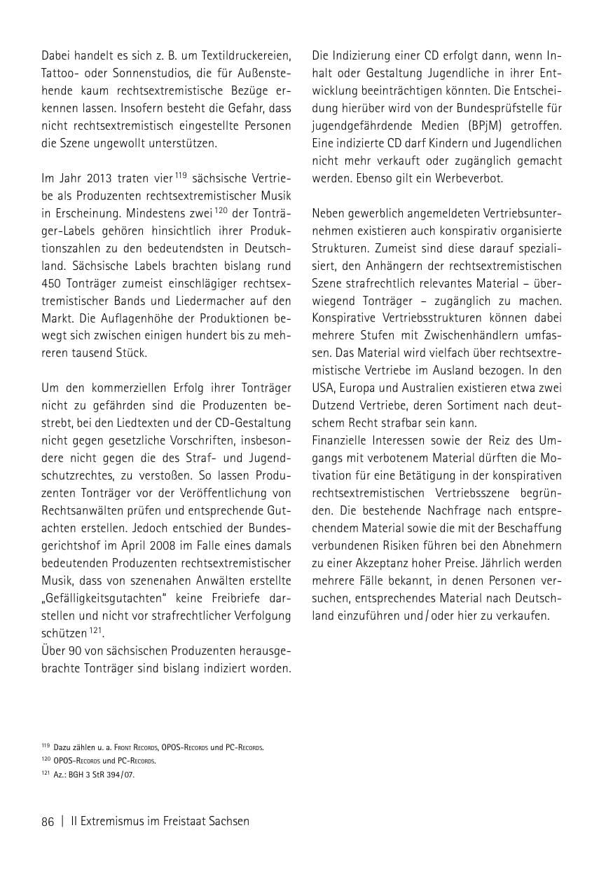 Seite 88 des Verfassungsschutzbericht 2013 Sachsen