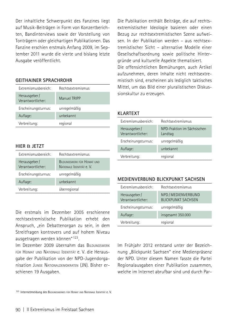 Seite 92 des Verfassungsschutzbericht 2013 Sachsen