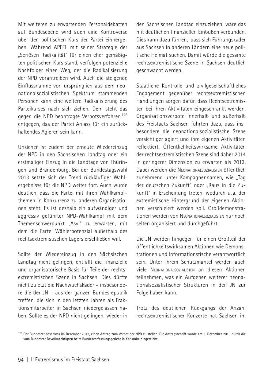 Seite 96 des Verfassungsschutzbericht 2013 Sachsen
