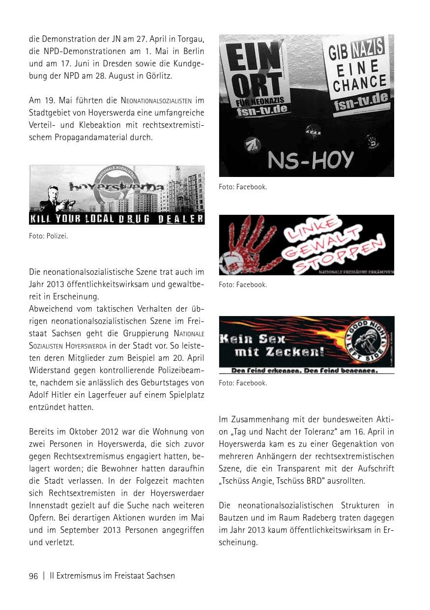 Seite 98 des Verfassungsschutzbericht 2013 Sachsen