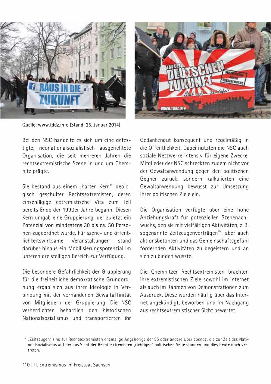 Seite 111 des Verfassungsschutzbericht 2014 Sachsen