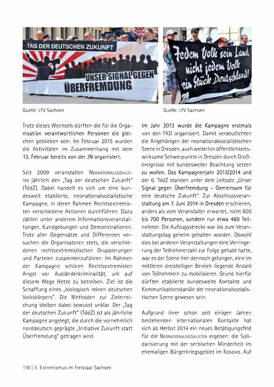 Seite 119 des Verfassungsschutzbericht 2014 Sachsen