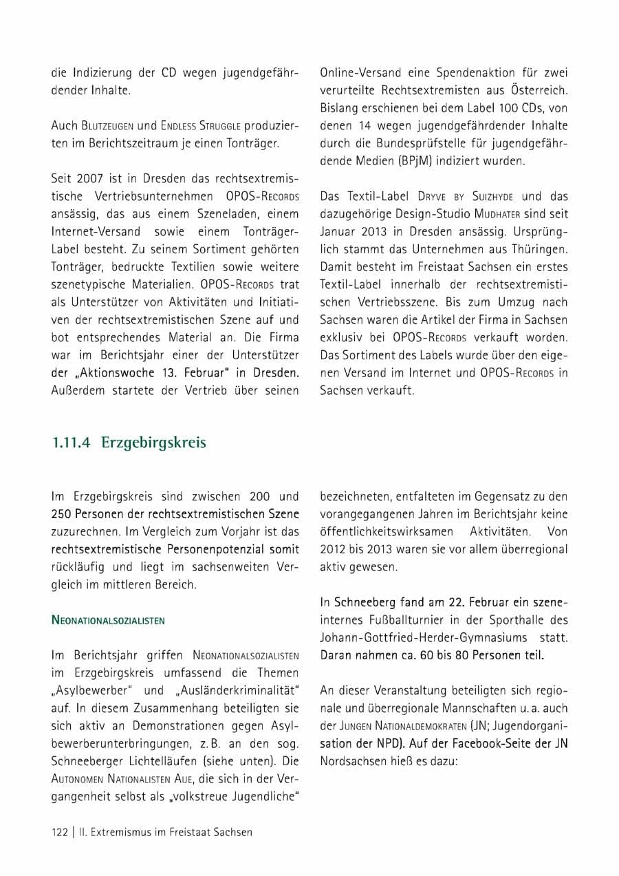 Seite 123 des Verfassungsschutzbericht 2014 Sachsen