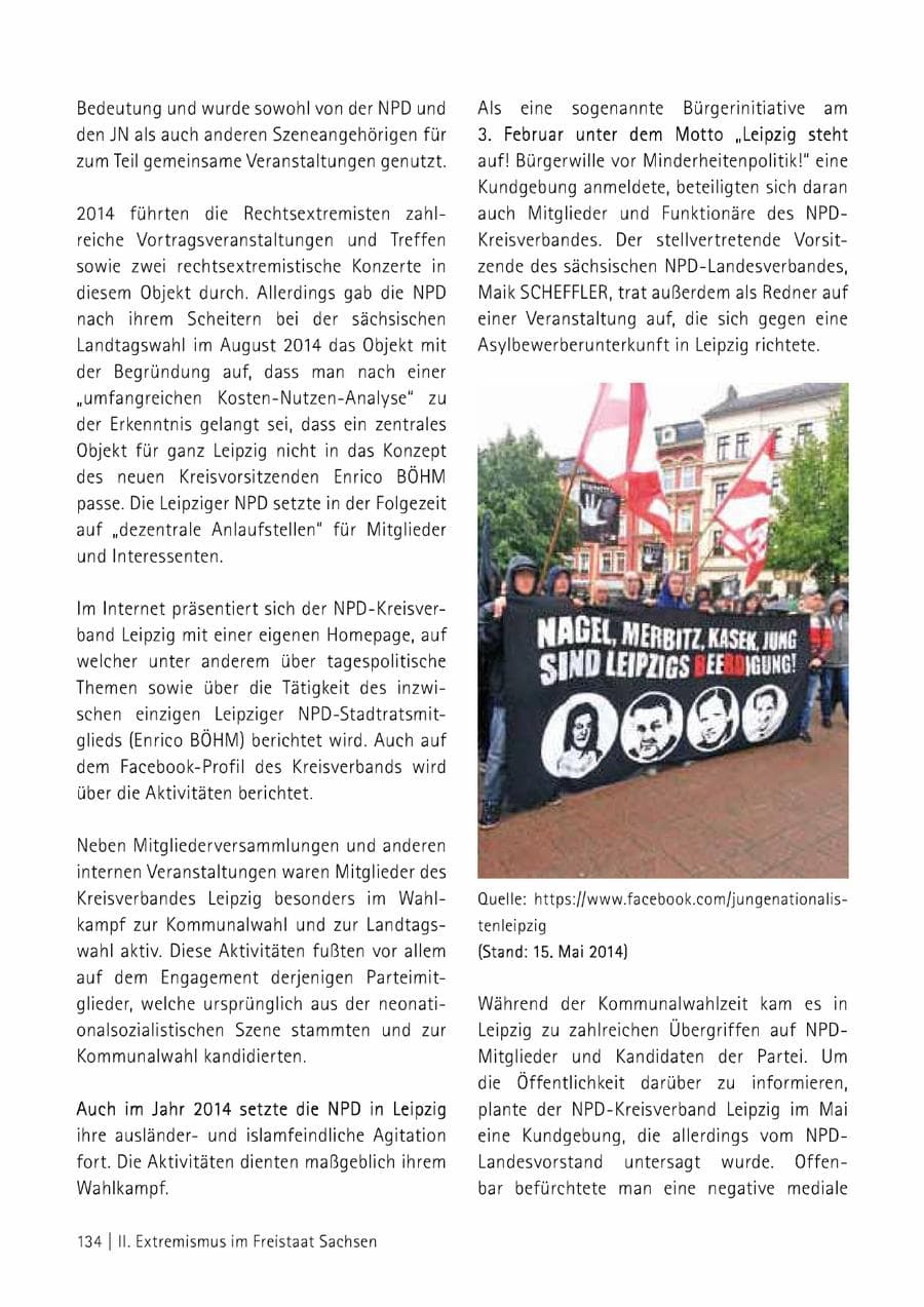 Seite 135 des Verfassungsschutzbericht 2014 Sachsen