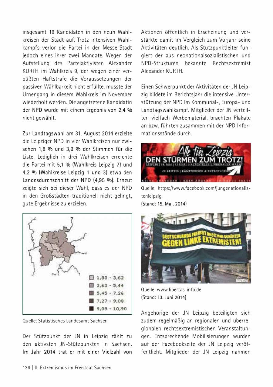 Seite 137 des Verfassungsschutzbericht 2014 Sachsen