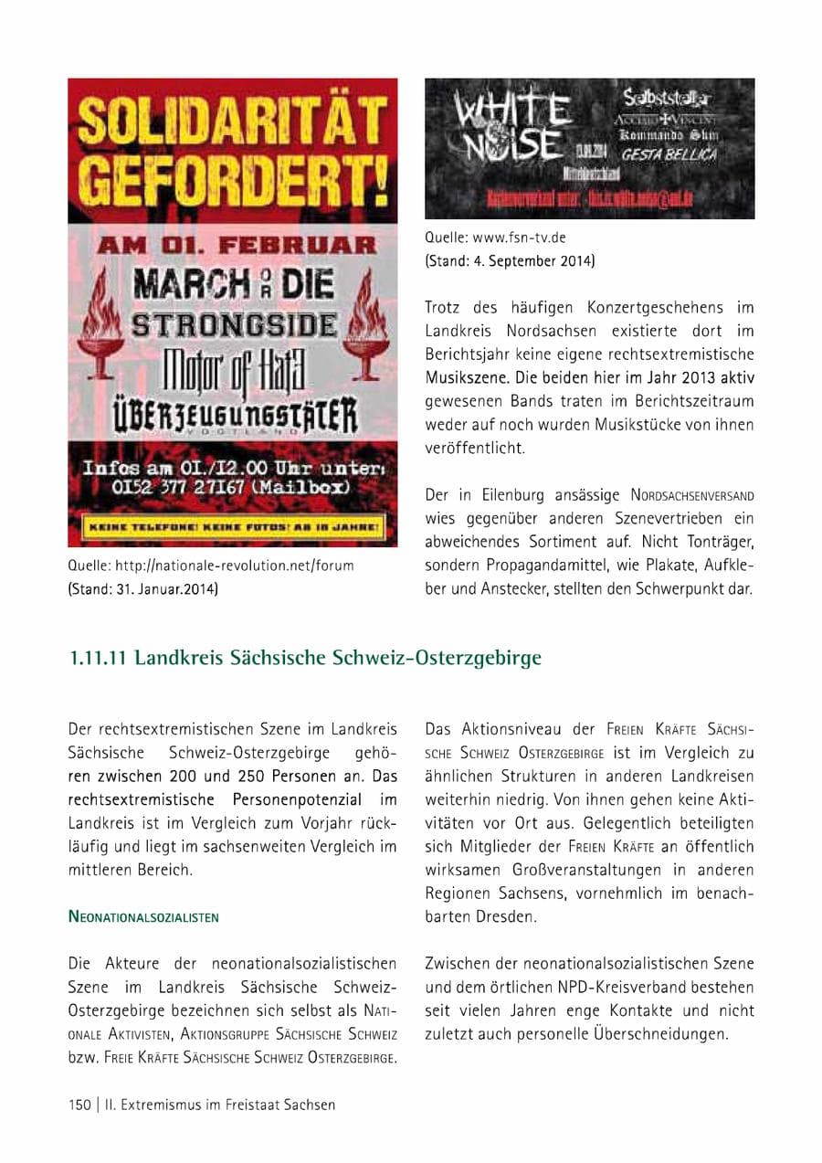 Seite 151 des Verfassungsschutzbericht 2014 Sachsen