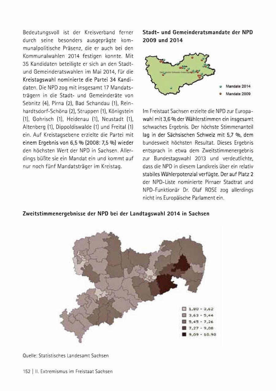 Seite 153 des Verfassungsschutzbericht 2014 Sachsen