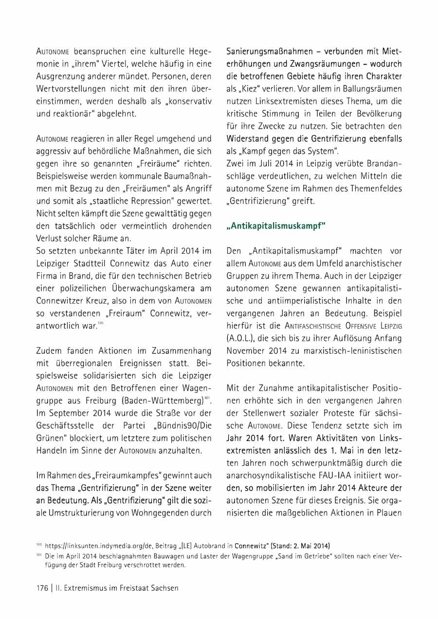 Seite 177 des Verfassungsschutzbericht 2014 Sachsen
